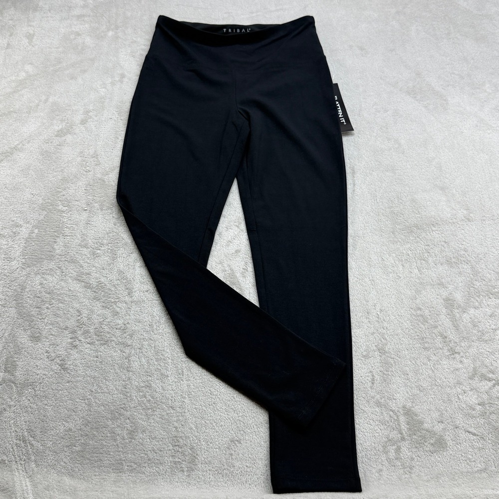 Tribal Flatten It Legging Women M Black Slimming Pull On Pant Tummy Control Yoga